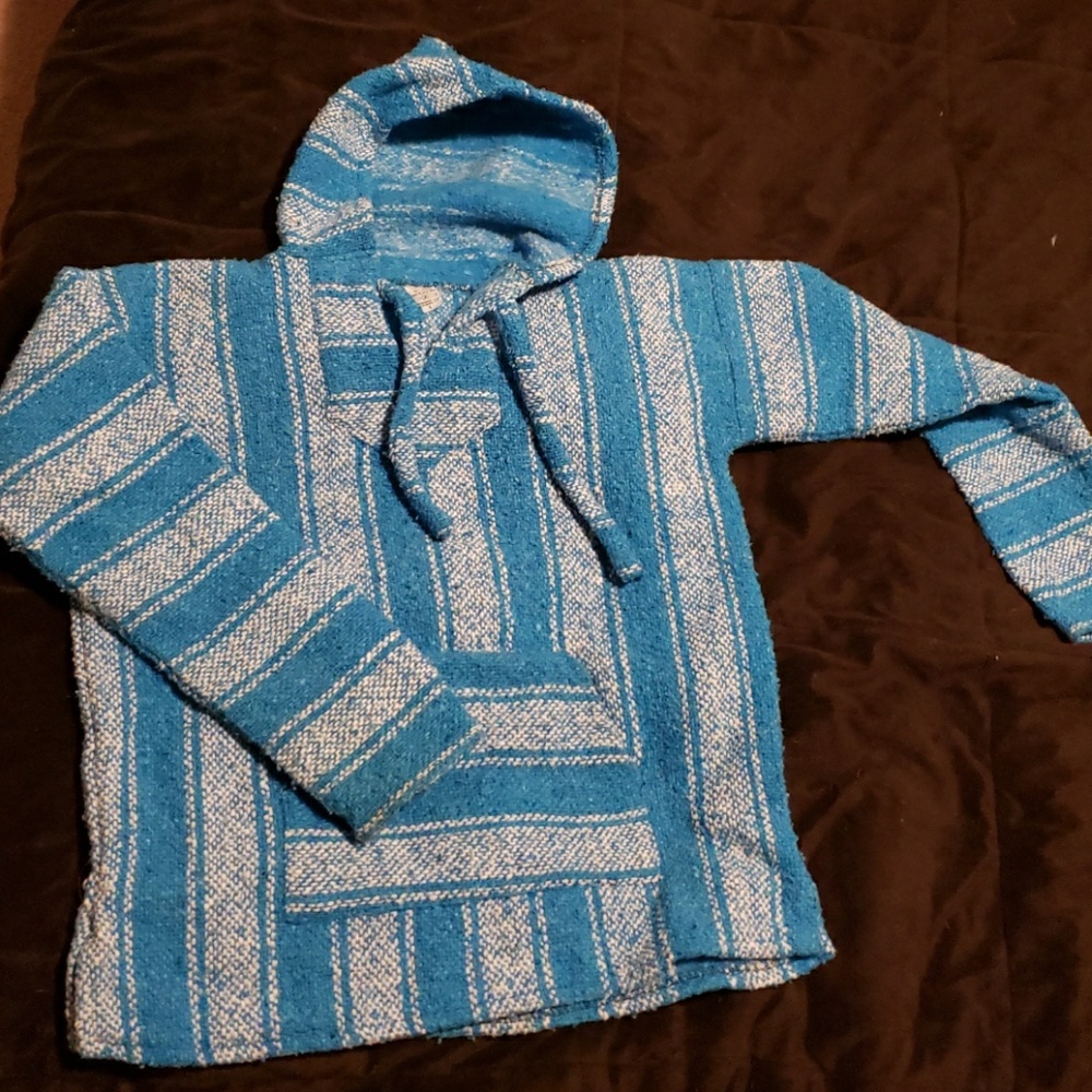 Blue poncho hoodie